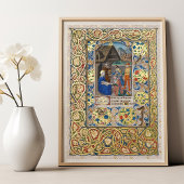 Scène de la Nativité illuminée Poster médiéval de 