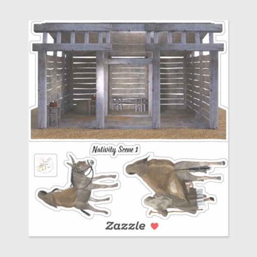 Scene de la nativité Sticker vinyle amovible Set 1 (Feuille)