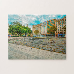 Scène De La Rue De Barcelone. Jigsaw Puzzle