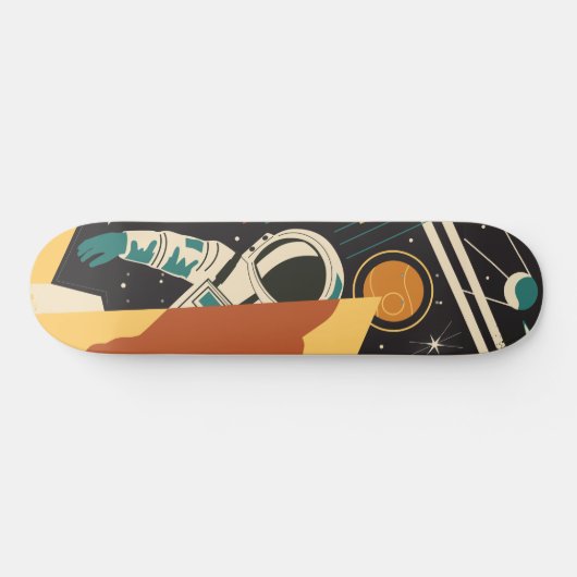 Scène De L'Espace Rétro Avec Skateboard Astronaut (Horz)