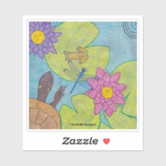 Scène de l'étang - Sticker (Feuille)