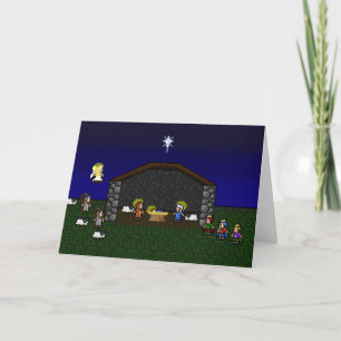 scène de met 16 bits van de Geboorte van Christus Feestdagen Kaart