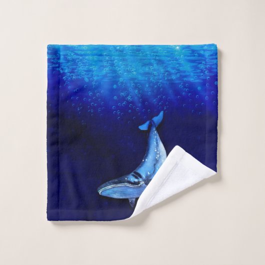 Scène de mouvement vertical de baleine à fond dans (Gant de toilette)