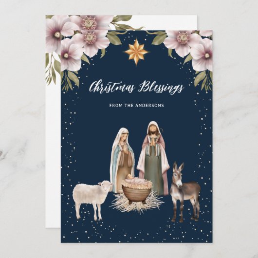 Scène de Nativité Cartes de Noël chrétiennes (Devant / Derrière)