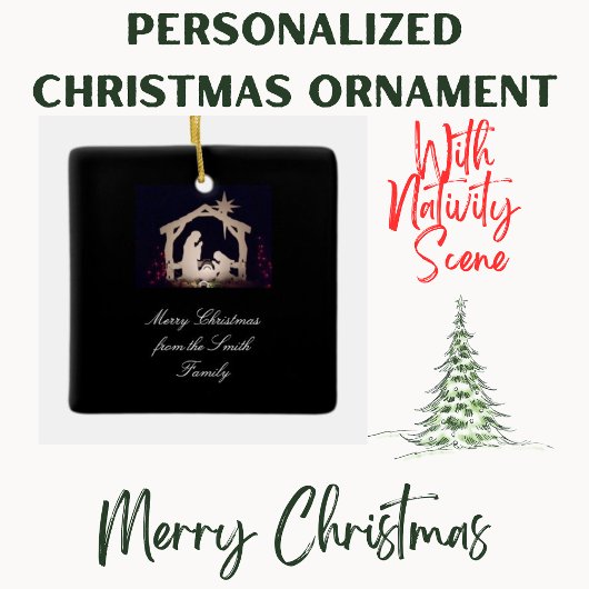 Scène de Nativité Joyeux ornement en céramique de 