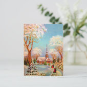 Scène de neige de l'église Carte postale Art Vinta (Debout devant)