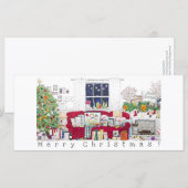 Scène de Noël à la maison - Carte blanche (Devant / Derrière)