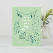 Scène de Noël Doodle Turquoise & Carte verte de No (Debout devant)