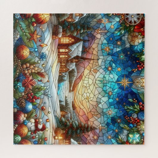 Scène de Noël en verre tendu Puzzle (Horizontal)