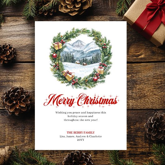 Scène de Noël joyeuse carte de vœux éditable