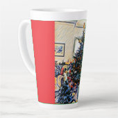 Scène de Noël Latte Mug Rouge (Angle gauche)