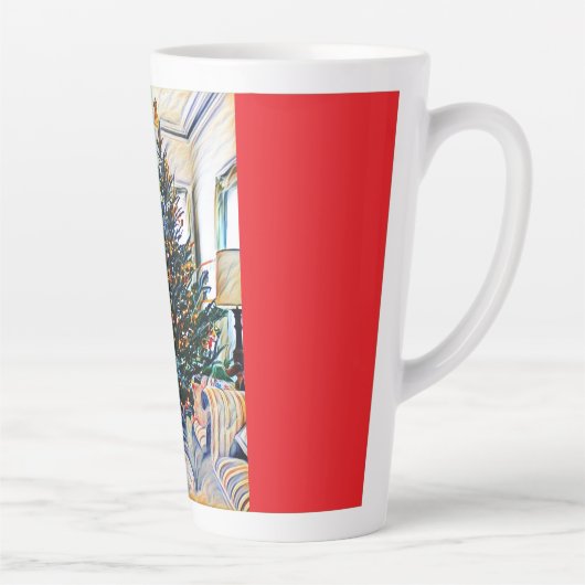 Scène de Noël Latte Mug Rouge (Droite)