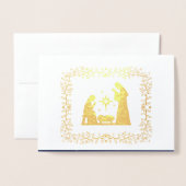 Scène de Noël Nativité Luxe Véritables Cartes à hu (Devant avec enveloppe)