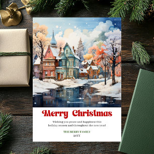 Scène de Noël rustique moderne carte festive de va