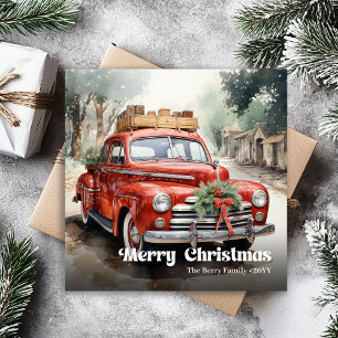 Scène de Noël rustique tendance carte de vœux aqua