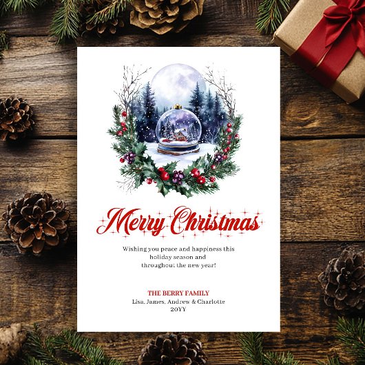 Scène de Noël unique Carte de vœux rouge vert