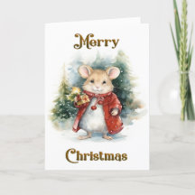 Scène De Noël Whimsical Avec Carte Mouse Mignonne