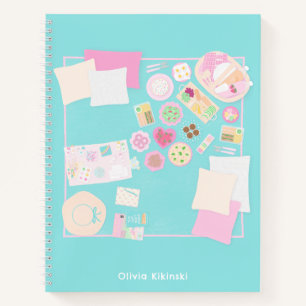 Scène de pique-nique girly illustrée - Cahier spir