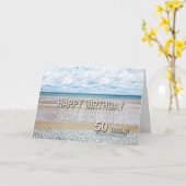 Scène de plage 50ème anniversaire carte avec des l (Fleur jaune)