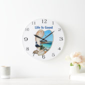 Scène de plage dans une horloge murale en coquilla (Maison)