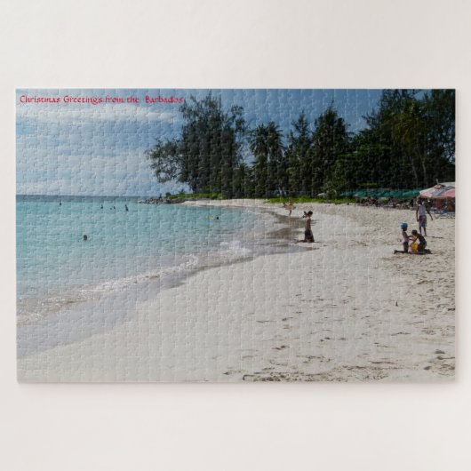 Scène de plage ensoleillée de la Barbade. Puzzle (Horizontal)
