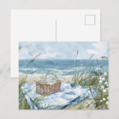 Scène de plage estivale carte postale d'art côtier (Devant / Derrière)