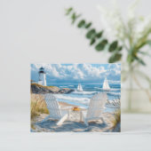 Scène de plage estivale carte postale d'art côtier (Debout devant)