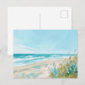 Scène de plage estivale carte postale d'art côtier (Devant / Derrière)