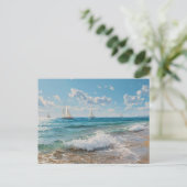 Scène de plage estivale carte postale d'art côtier (Debout devant)