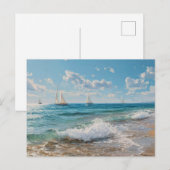 Scène de plage estivale carte postale d'art côtier (Devant / Derrière)