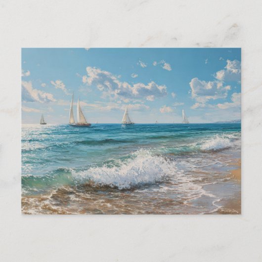 Scène de plage estivale carte postale d'art côtier (Devant)