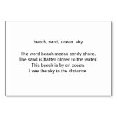 Scène de plage, Lecture de cartes de visite pour a (Dos)