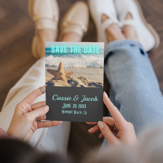 Scène de plage moderne Enregistrer la date Carte v