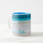 Scène de plage tropicale Mug de café personnalisé (Devant gauche)