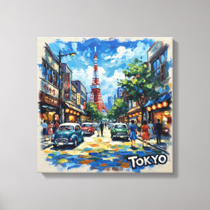 Scène de rue de la Tour de Tokyo Japon Toile étiré
