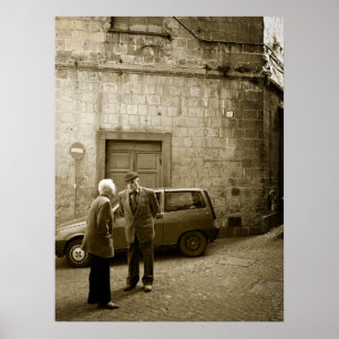 Scène de rue en Italie à sepia poster