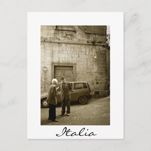 Scène de rue italienne à sepia frontière carte pos (Devant)