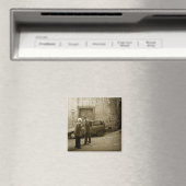 Scène de rue italienne dans sepia carré aimant (In Situ (Lave-vaisselle))