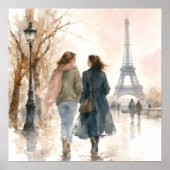 Scène de rue romantique de Paris en impression (Devant)