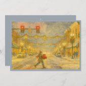 Scène de vacances enneigée au centre-ville Carte d (Devant / Derrière)