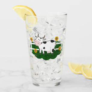 Scène de vache caricaturale 16 oz Boisson Verre