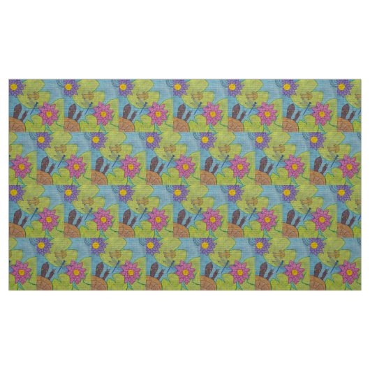 Scène d'étang - Tissu en trame de polyester (Fat Quarter)
