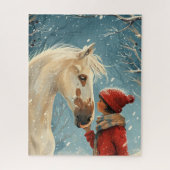 Scène d'hiver Beau cheval et Puzzle de fille (Vertical)