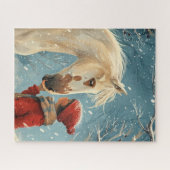 Scène d'hiver Beau cheval et Puzzle de fille (Horizontal)