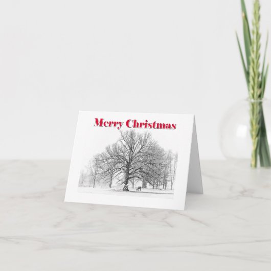 Scène d'hiver Carte de Noël Bow blanc (plié) (Devant)