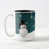 Scène d'hiver de Snowman turquoise Mug de Noël (Gauche)