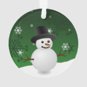 Scène d'hiver de Snowman vert Ornement de Noël (dos)