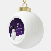 Scène d'hiver de Snowman violet ornement encadré (Droite)