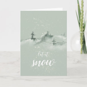 Scène D'Hiver Laisser Il Neige Carte De Noël