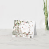 Scène d'hiver Pink Berry Branches Carte de Noël (Devant)